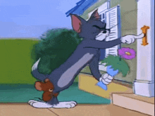 a cartoon of tom and jerry standing next to each other