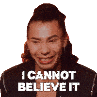 a sticker of a man with a ponytail and the words i cannot believe it