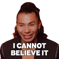 a sticker of a man with a ponytail and the words i cannot believe it