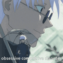 a cartoon of a man holding an umbrella with obsessive compulsive disorder written on the bottom