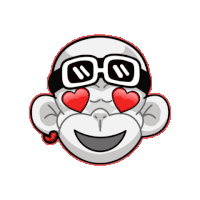 a cartoon of a monkey wearing sunglasses with hearts in his eyes