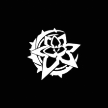 a circle of symbols including a flower and a leaf