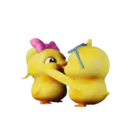 a couple of cartoon chickens kissing each other