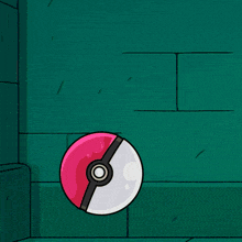 a pink cartoon character wearing a white hat with a cat face on it