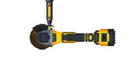 a pixel art drawing of a grinder with a lot of dust coming out of it