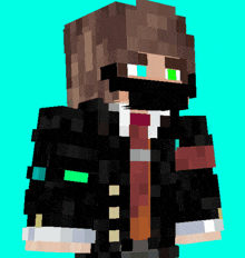 a minecraft character wearing a suit and tie with a mask on his face