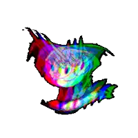 a colorful drawing of a bird flying in the air