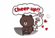 Brown And Cony Cheer Up GIF - Brown And Cony Cheer Up Typing GIFs
