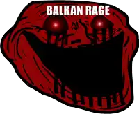 a troll face with the words balkan rage written on it