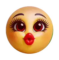 a cartoon smiley face with red lips and lashes