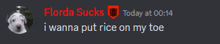 a screenshot of a florida sucks today at 00:14