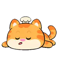 a cartoon cat laying down with its eyes closed and its mouth open