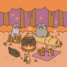 Pusheen Cats GIF - Pusheen Cats Camping GIFs