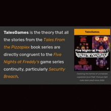 a poster that says five nights at freddy 's tales of pizzaplex