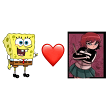 spongebob and a picture of a girl with red hair
