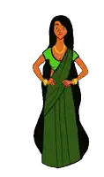 a cartoon of a woman in a green dress asking where is my dhosai