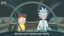 a cartoon of rick and morty says you can choose your friends but you can t choose your family