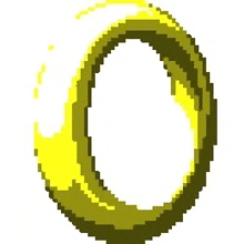 a pixel art drawing of a gold ring on a white background .