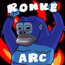 a cartoon of a gorilla with the words ronke arc on it