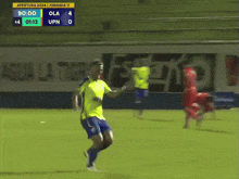 a soccer game is being played in front of a pico ad