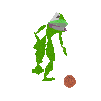 a cartoon frog is holding a basketball in his hand