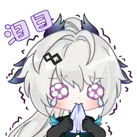 a drawing of a girl with white hair and paw prints on her eyes holding a napkin