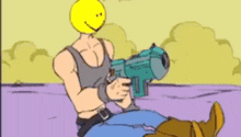 a cartoon of a man laying on the ground with smoke coming out of his head