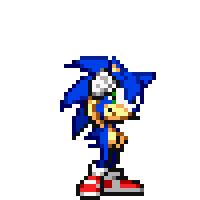 a pixel art of sonic the hedgehog jumping