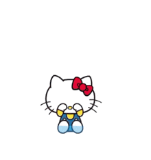 a drawing of a hello kitty with the words hong biet ai kia kia written on the bottom