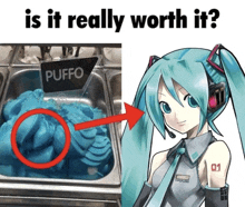 a picture of hatsune miku next to a picture of puffo