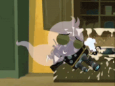 a cartoon character with a chef 's hat is holding a camera