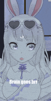 a drawing of a bunny girl with the words brain goes brr