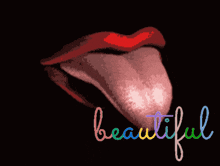 a picture of a woman 's tongue sticking out with the word sexy written in flames