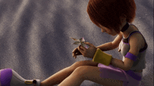 Kairi Looking At Her Shell Star Kingdom Hearts 1 GIF