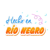 a logo for hecho en rio negro with a yellow swirl