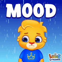 a lucas and friends poster with a sad looking lion