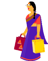 Sanjana Laden With Shopping Bags Sticker - Good Morning Shopping Google Stickers