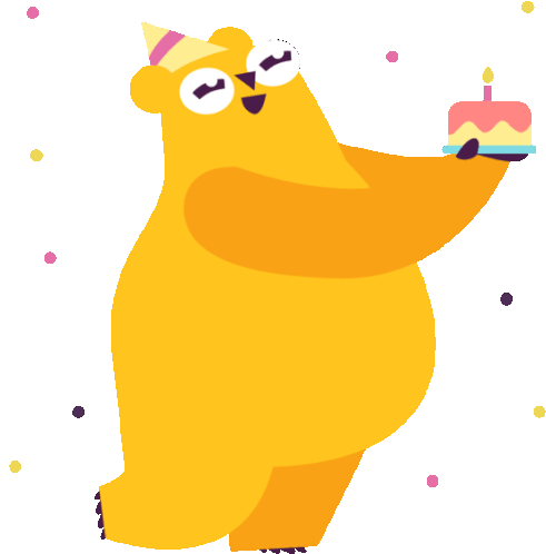 Lelo Bear Celebrates Birthday Sticker - Popo And Lelo Confetti Birthday Cake Stickers