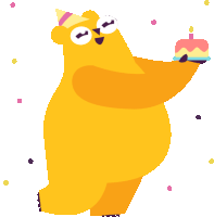 Lelo Bear Celebrates Birthday Sticker - Popo And Lelo Confetti Birthday Cake Stickers