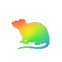 a rainbow colored silhouette of a hand on a white surface