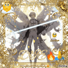 a picture of a man with wings and the words goodbye