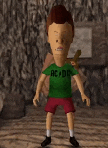 a cartoon character with a green shirt that says ac dc
