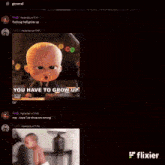 a picture of a baby with a surprised look on his face is on a screen .