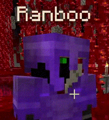 a purple minecraft character with the name ranboo on the top