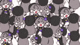 a cartoon of a girl with purple flowers on her hair