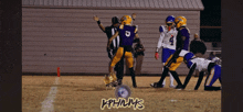 a football player with the number 5 on his jersey stands on the field