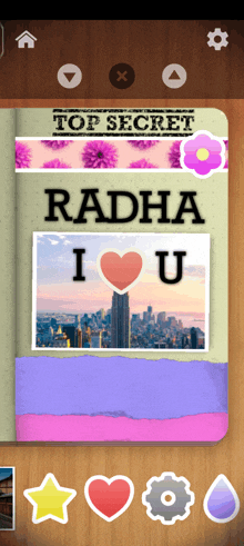 top secret radha i love u with a picture of a city skyline