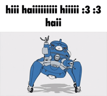 a cartoon of a robot with the words haii on the bottom
