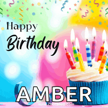 a birthday card for amber with a cupcake