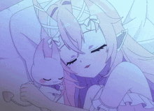 a drawing of a girl sleeping with a stuffed animal in her lap